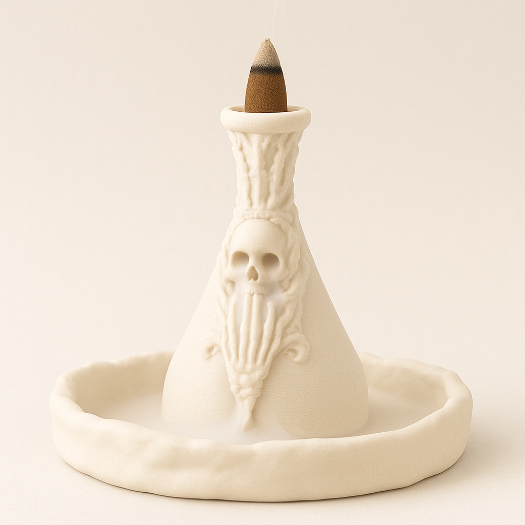 Incense Cone Holder - 2" Skull Backflow